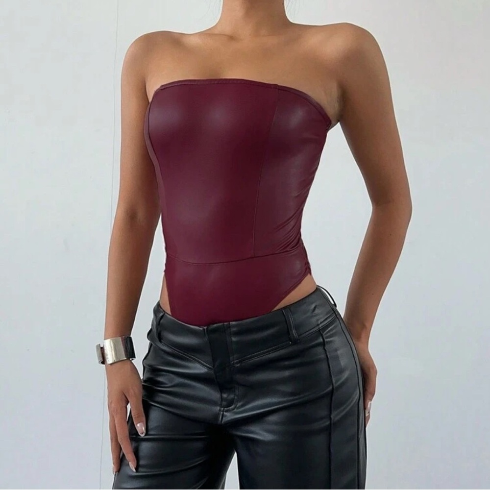 Strapless Burgundy Top
